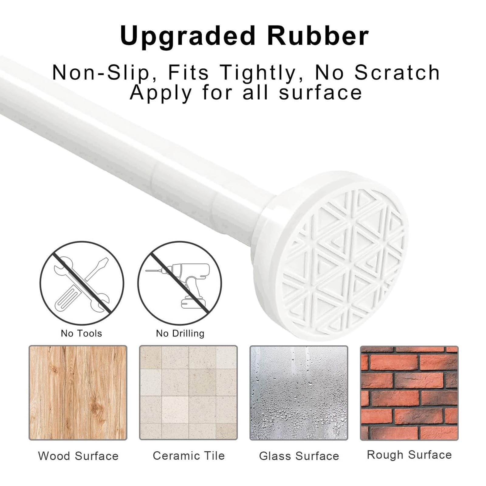 Bastone Tenda a Pressione Estensibile 48-200cm Senza Forare Asta Telescopica in Acciaio Inox Bastone Tenda Doccia Bianco Antiscivolo & Mai Rustico per Finestra, Armadio, Porta