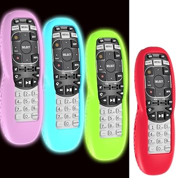 4 Pack Case for DirecTV RC73 Remote Control, Remote Cover Compatible with DirecTV Controller, Silicone Battery Cover Skin Sleeve Glow in The Dark Blue Green Purple Red