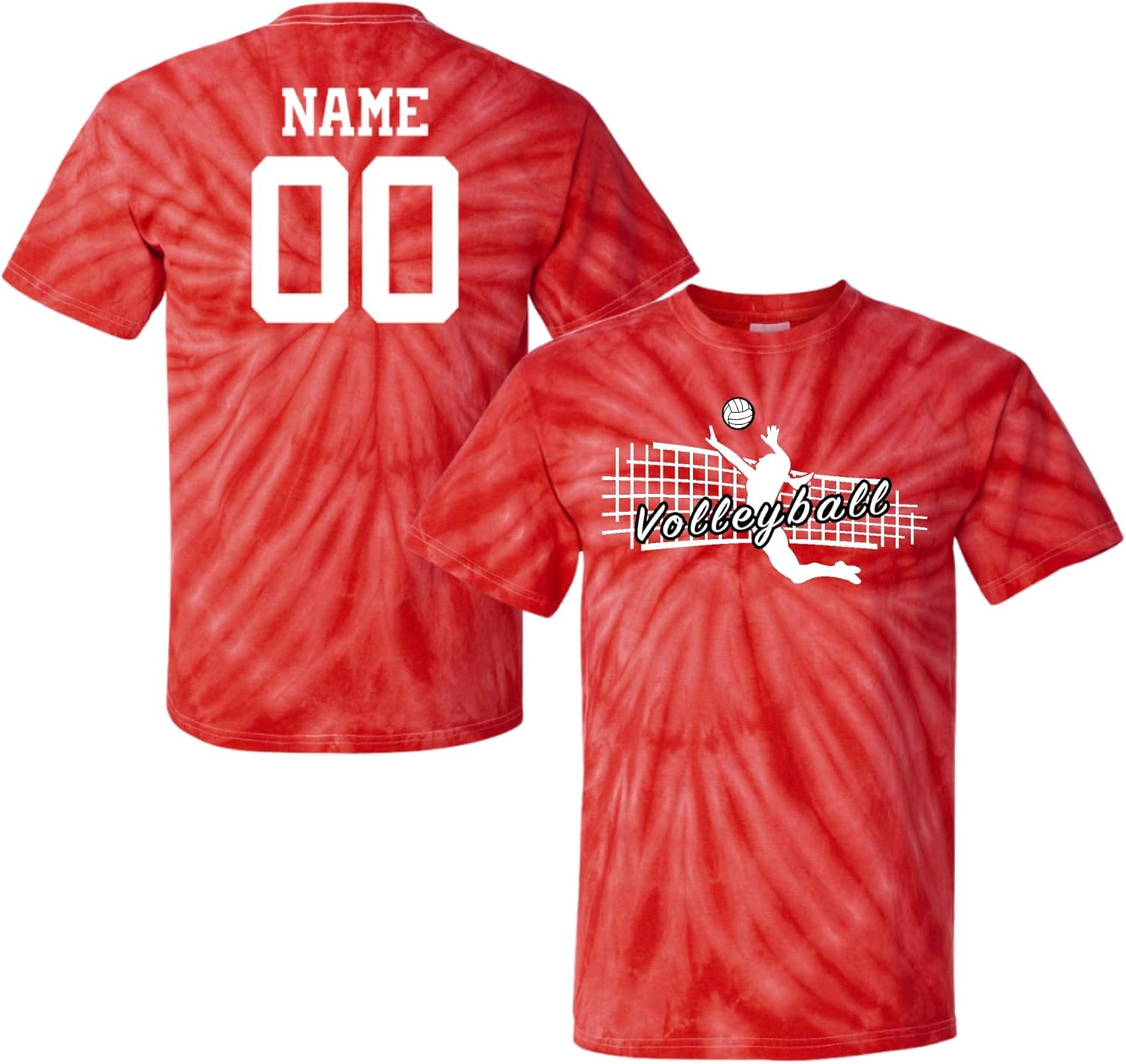 Custom Volleyball Tie Dye T-Shirt Jump Spike Logo