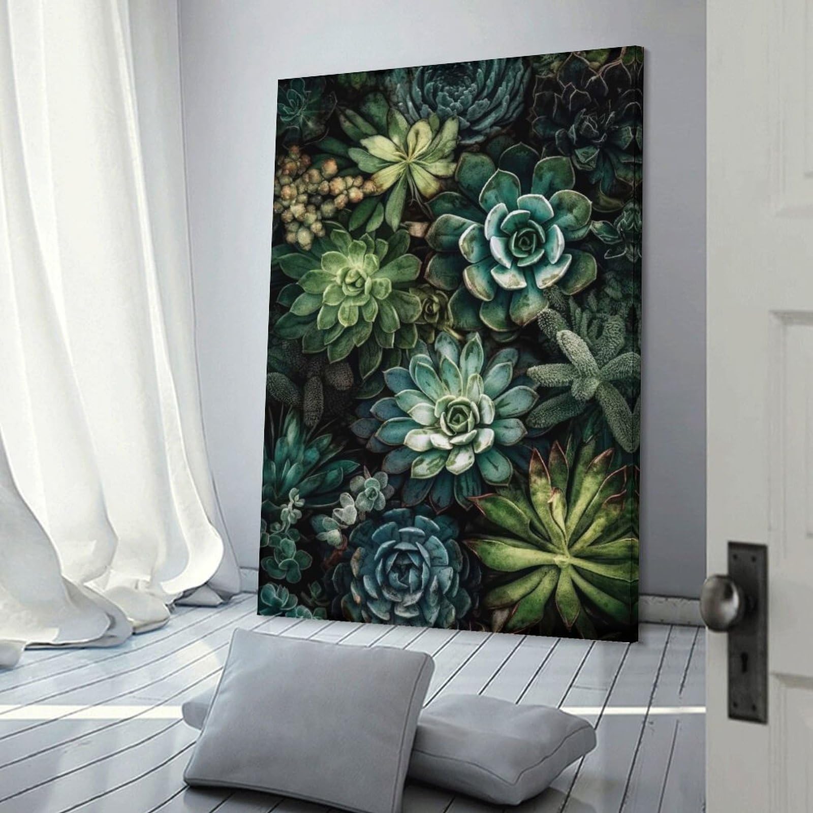 Junmoney Succulents Nature Art Room Decor Wall Art 24x36inch(60x90cm), for Corridors, Hallways Or Apartment Entries, Decorative Wall Art for Narrow Spaces