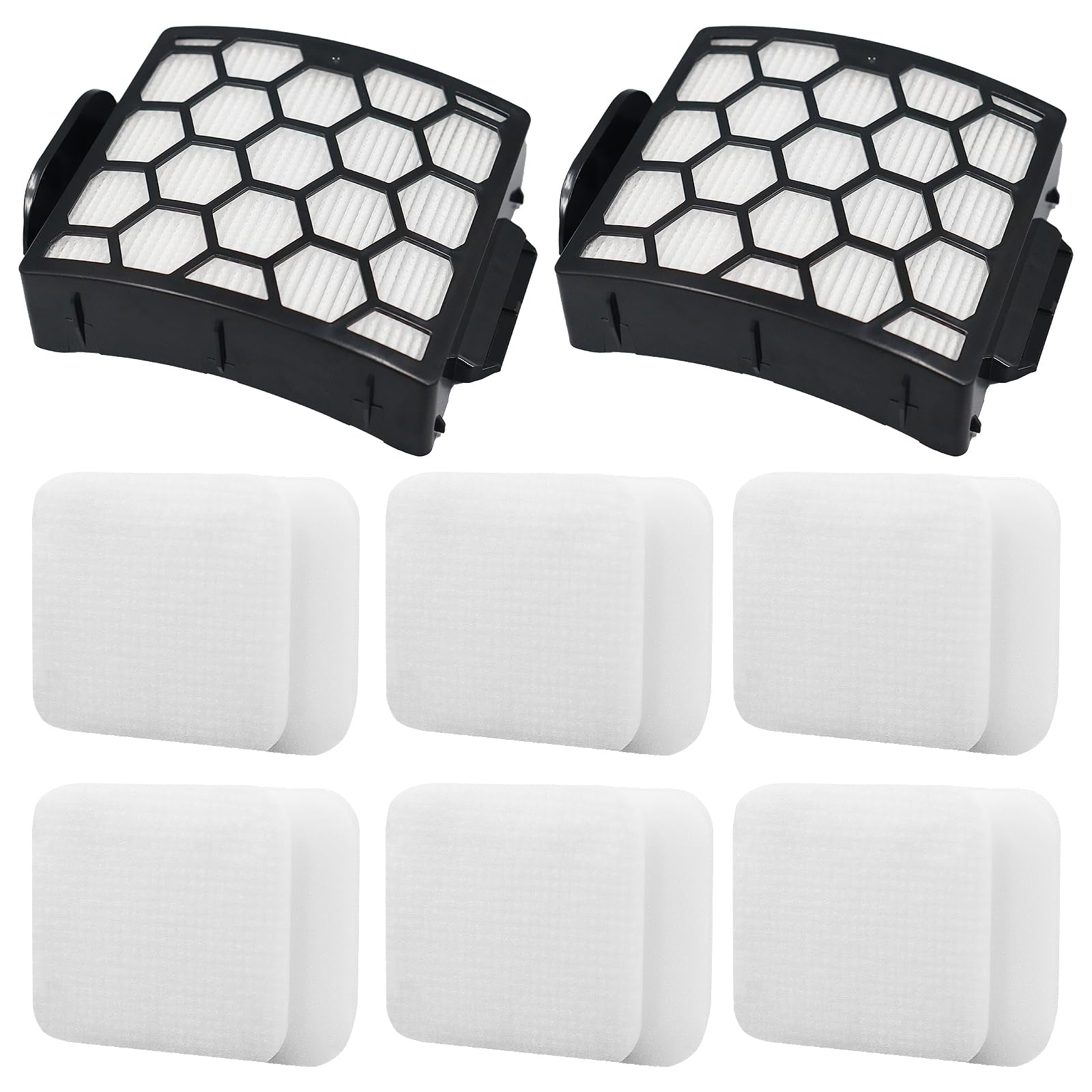 Ancolin LA502 Replacement filter for Shark LA502, LA322, LA301, LA300, LA455, LA702 Rotator Lift-Away ADV DuoClean PowerFins Upright Vacuum (2 Filter + 6 Foam + 6 Felt)