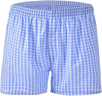 Mens Cotton Boxers Funny Woven Pattern Plaid Boxer Shorts