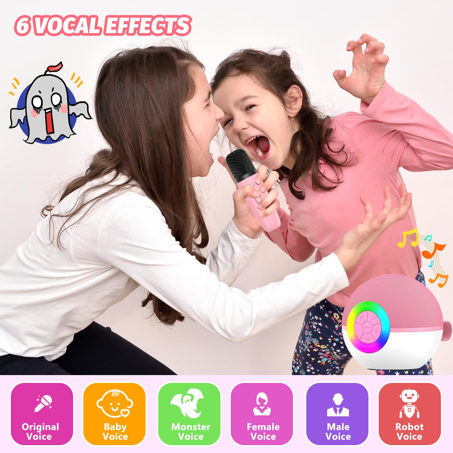 Mini máquina de karaoke para niños y adultos, altavoz Bluetooth portátil con 2 micrófonos inalámbricos, juguetes de regalo con reproductor de MP3 para niños y niñas de 3 a 12 años, regalo de 3