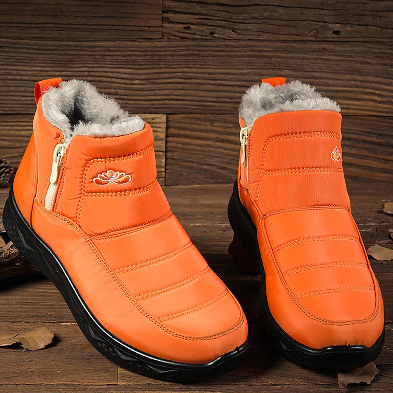 Générique Botte Fourrée Femme Imperméables Fourrées Chaude Bottines Confortable Antidérapantes Mi-Mollet Chaussures Chaude Résistant À L’humidité Fermeture Éclair Bottes Pour Trajets Quotidien