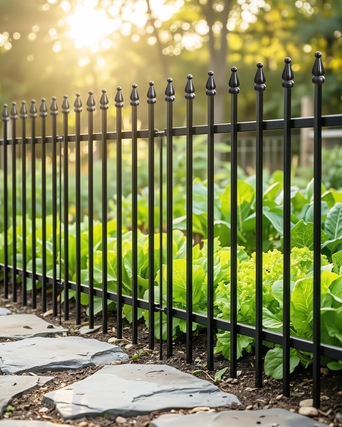 ARIFARO Metal Garden Fence 18" H x 22" W (5 Pack, Length 9.16 ft), No Digging Decorative Border Fence Panels, Rustproof Black Garden Edging Fence for Flower Bed, Yard, Patio, Small Animal Barrier