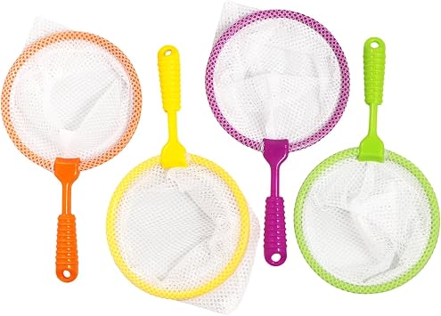 Fishing Nets for Kids, 4 Pack Outdoor Bug Catcher Nets for, for Fishing, Bug Catching, Beach Toys, Early Learning Tool, Compact Crabbing Kit