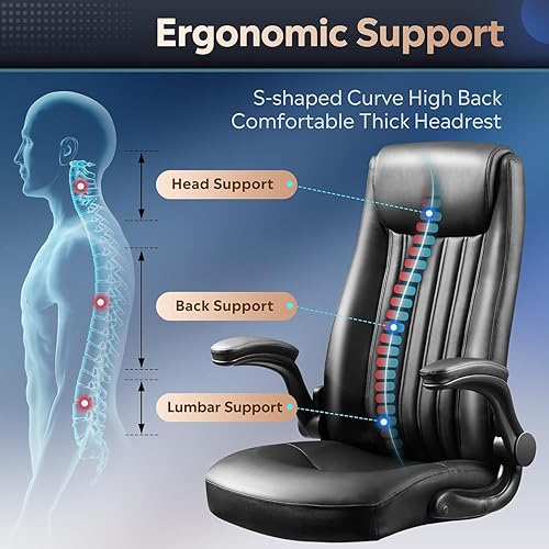Miniatura 3 de DEVAISE Silla ejecutiva de oficina para computadora, silla de escritorio ergonómica de respaldo alto con reposabrazos abatibles ajustables, soporte