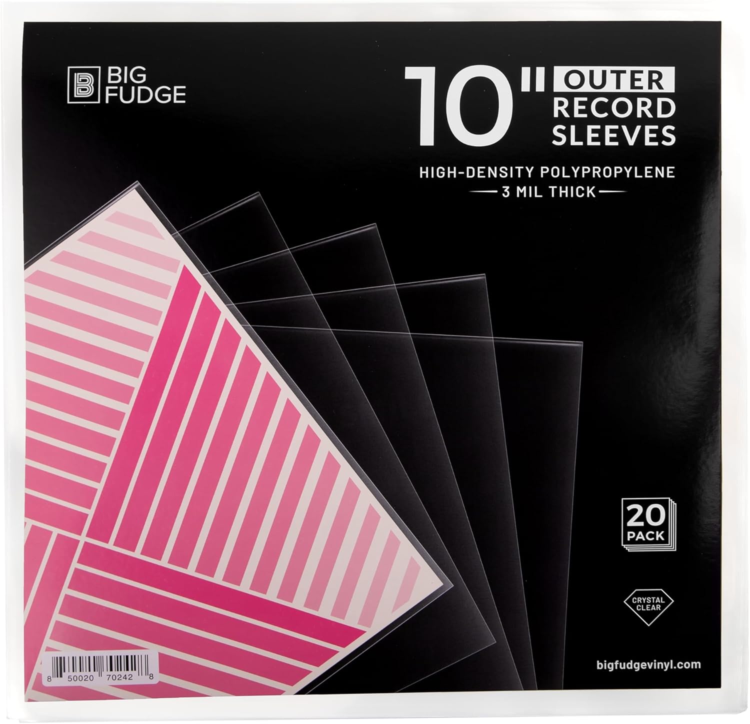 Big Fudge Vinyl Premium 10-Inch Round Bottom Inner Vinyl Sleeves - Anti Static Rice Paper for Dust-Free Records - Covers for Vinyl Record Storage & Vinyl Accessories - 50pcs Pack