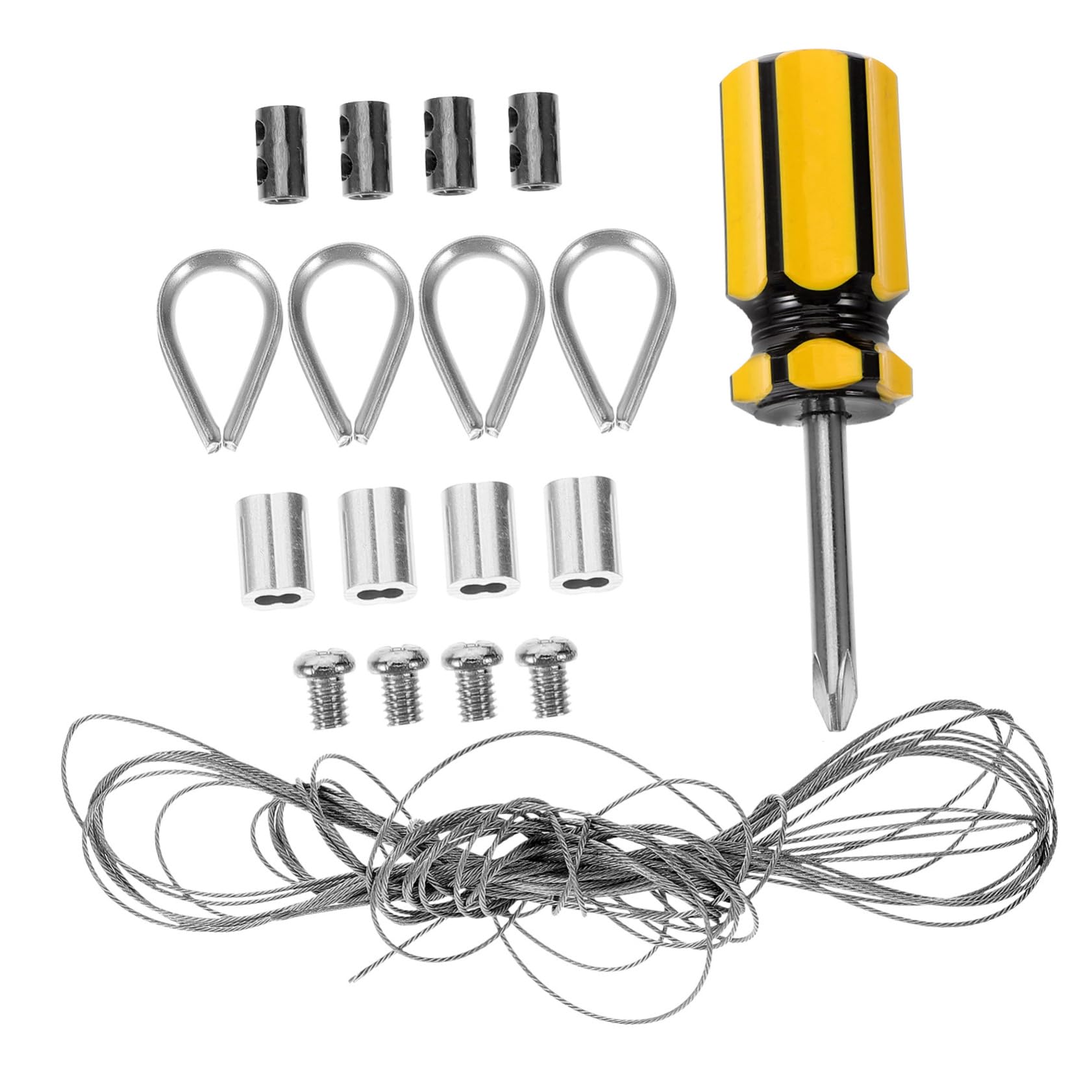 Veemoon 1 Set Wire Rope Cable Kit Stainless Steel Thimble Steel Wire Rope Stainless Steel Cable Rope Rigging Wire Railing Stainless Steel Rope Thimble Rigging 304 Stainless Steel