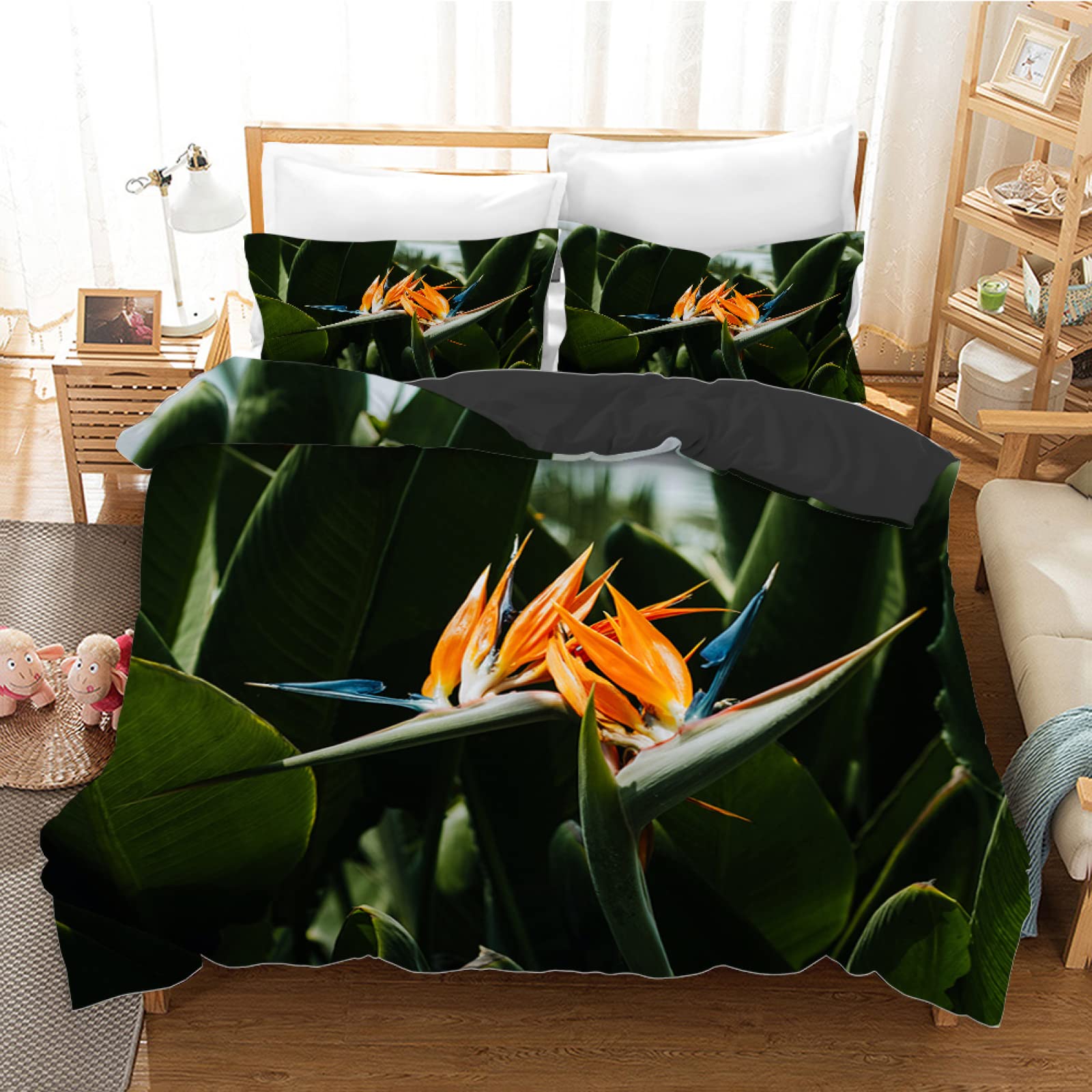 Housse de couette 160x200 en microfibre vert plantain pour chambre d'ados et enfants