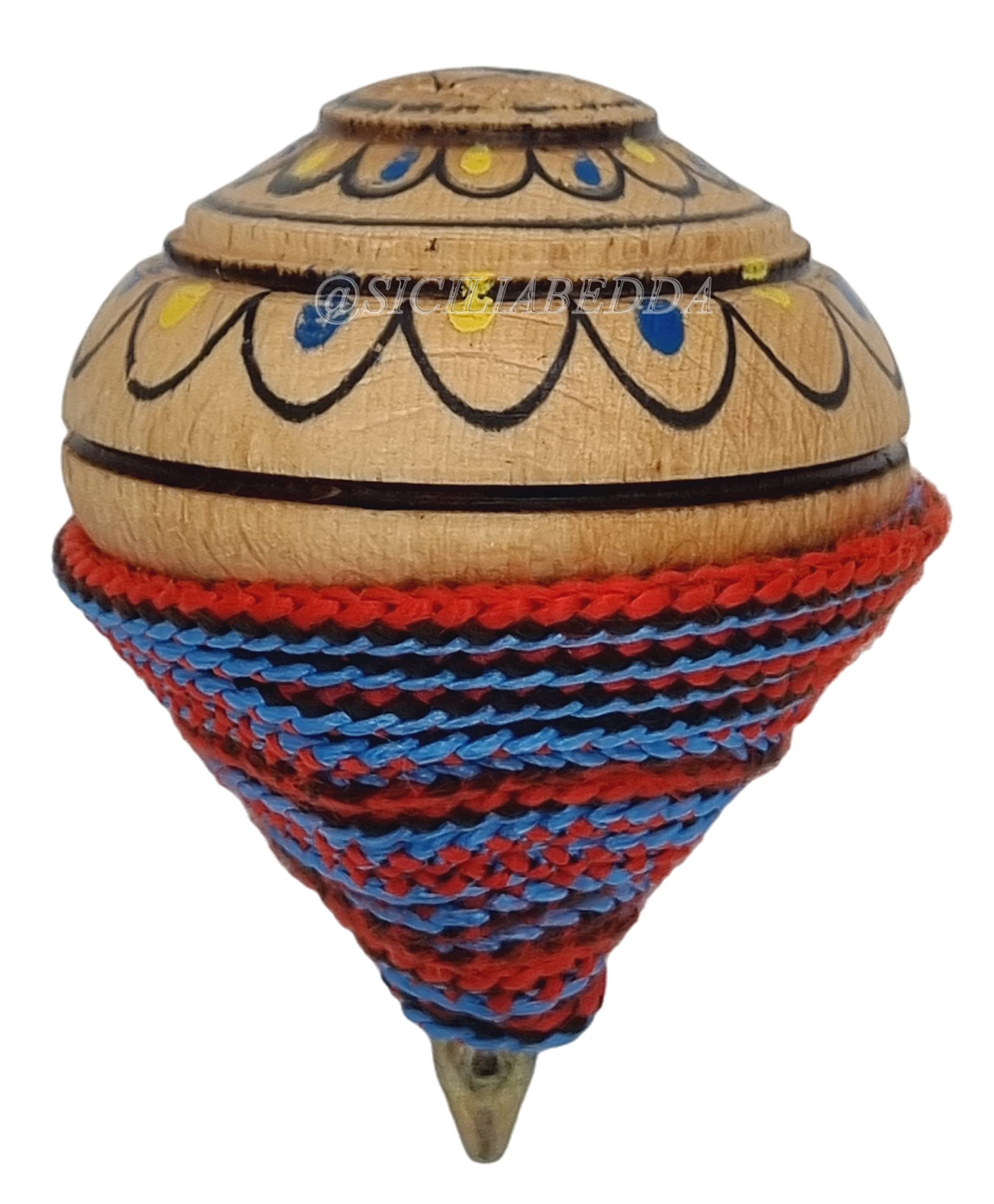 sicilia bedda, Sicilian Spinning Top Assorted Colours in Wood, Fantastic Game for Small and Large, 8 cm - Image 3