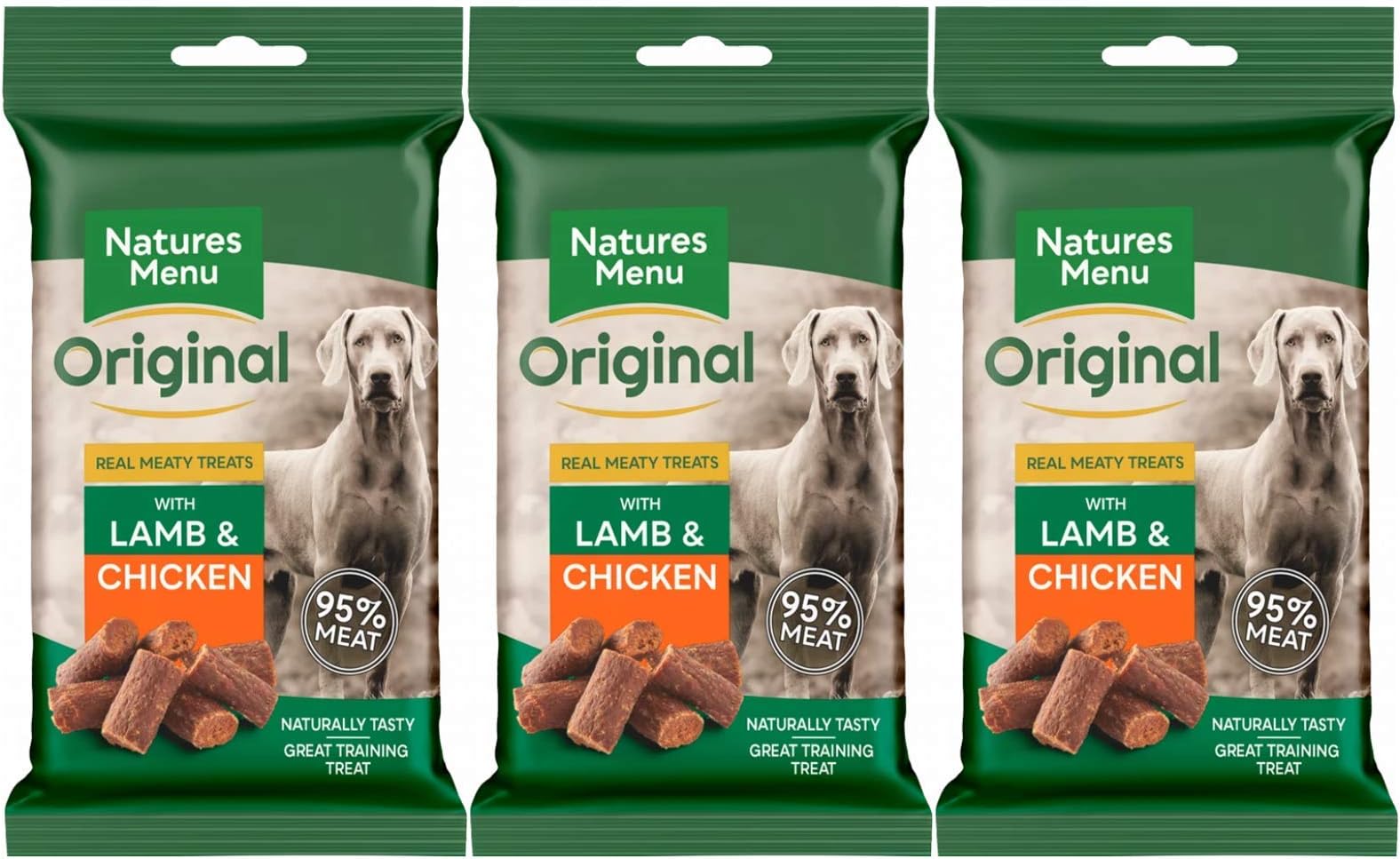 3 x Packs of Real Lamb mini treats (for small dogs) 60g packs - Natures Menu - Made with 95% REAL MEAT - Wheat & Gluten Free