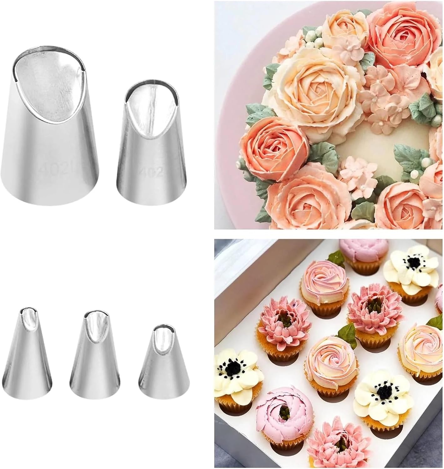 5PCS Chrysanthemum Piping Tips Set Stainless Steel Cake Decorating Nozzles