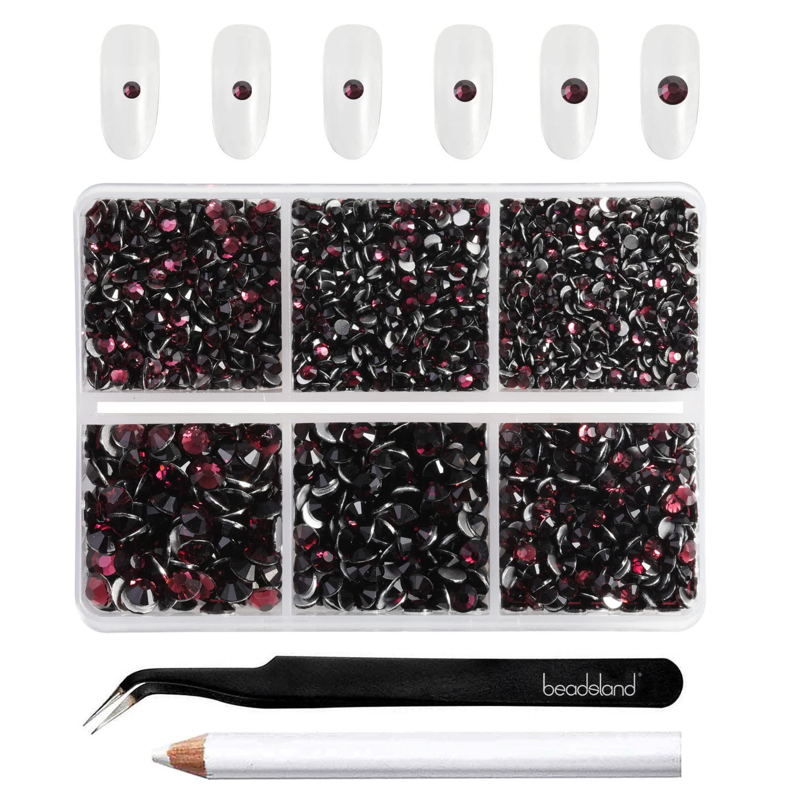 Beadsland Flatback Rhinestones, Amethyst, Mixed 6 Sizes 4300pcs