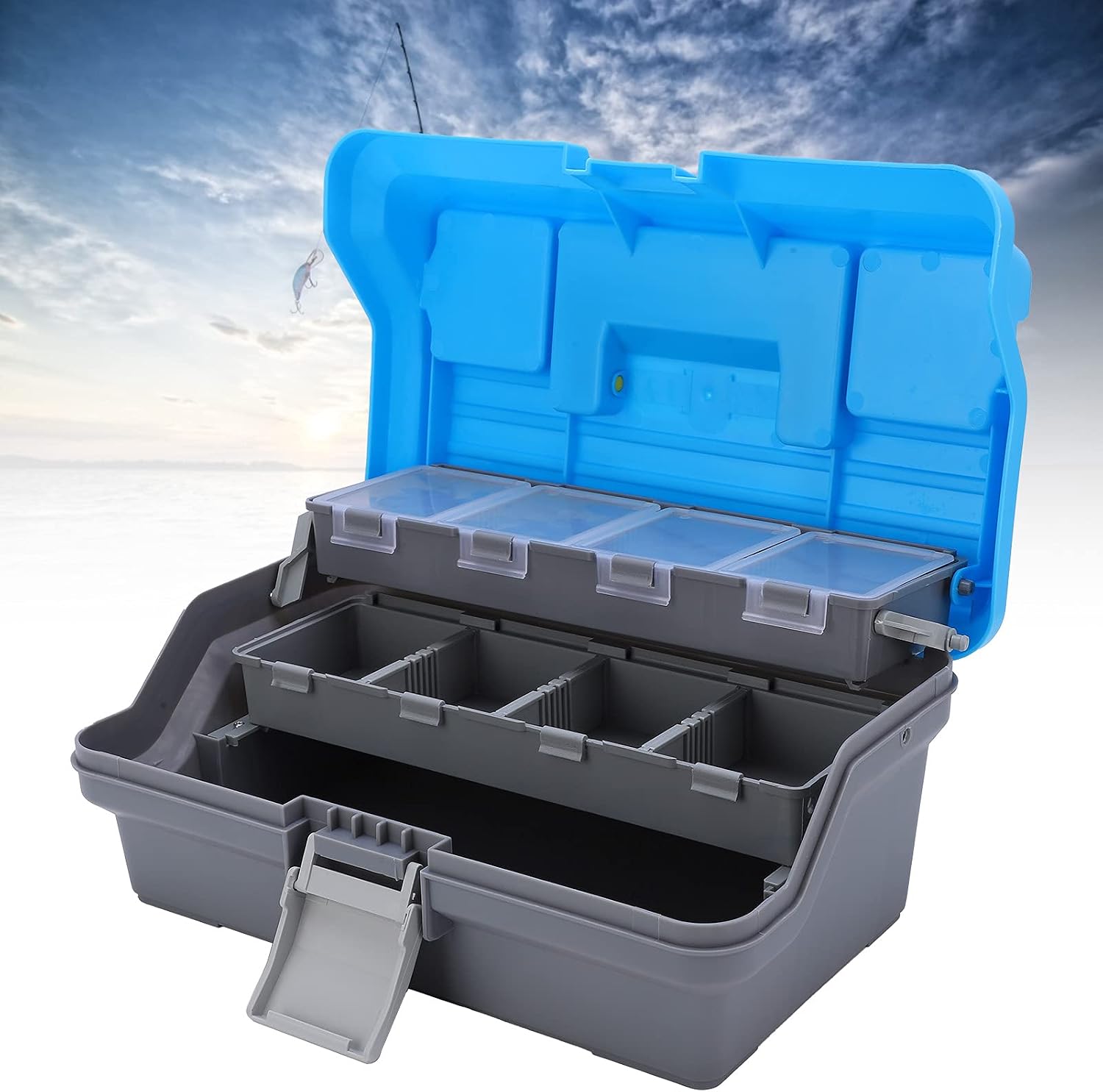 Fishing Box, with Ergonomic Handle Fishing Tackle Box Three-layer Fishing Tackle Box for Store Fishing Gear