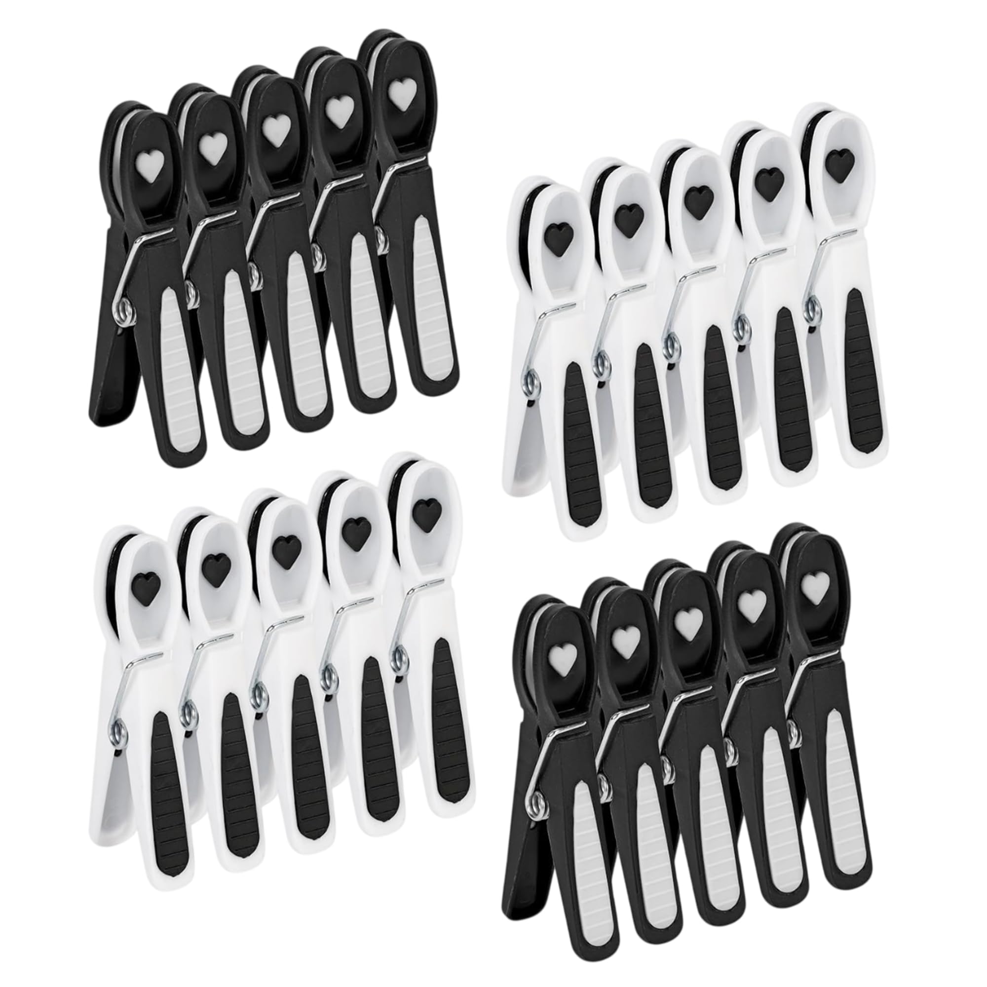 20pc Black & White Clothes Pegs – Strong Grip Windproof Laundry Pins