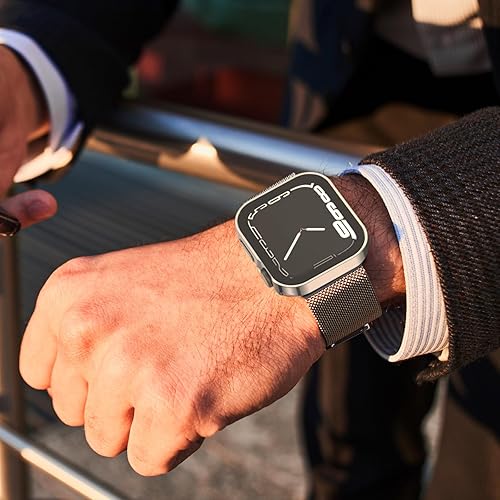 Miniatura 5 de Kawoco Paquete de 3 fundas impermeables para Apple Watch Series 6, 5, 4, SE de 1.575 pulgadas, cubierta dura de policarbonato con borde recto con