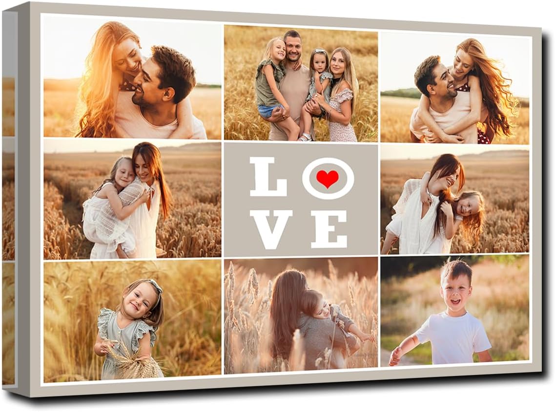 CXHOSTENT Collage Canvas Prints with Your Photos Personalized Multi Pictures for Wall Customized Collage Photo Canvas Wall Art For Home Decor Framed (Custom-A6, 16.00" x 24.00")