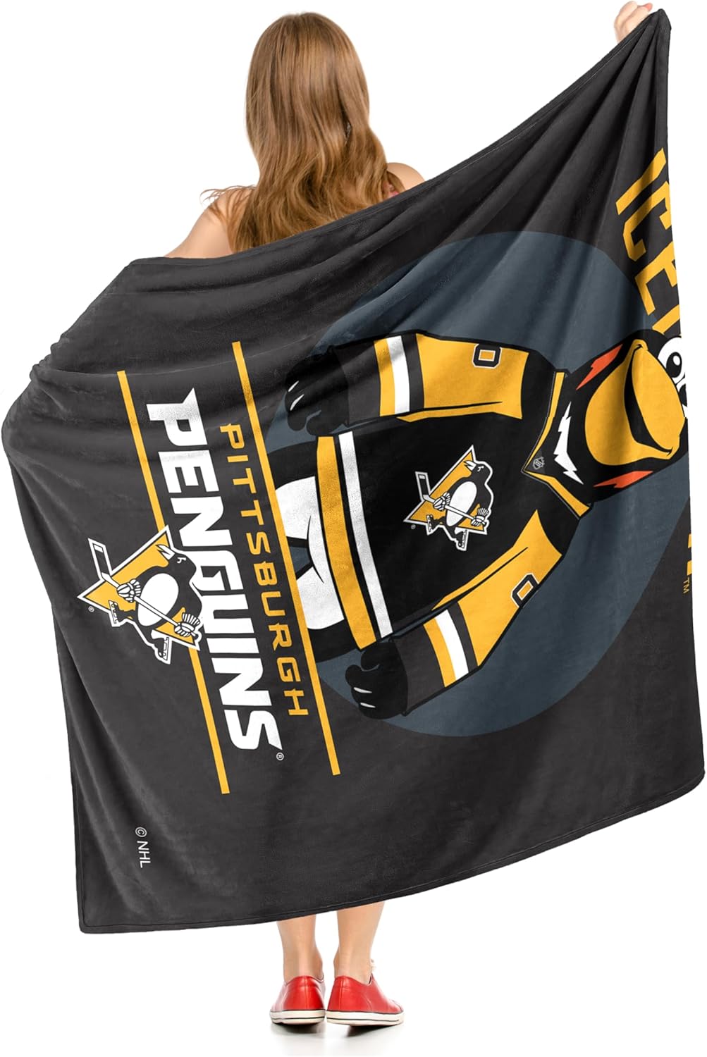 Northwest NHL Pittsburgh Penguins Silk Touch Throw Blanket, 50" x 60", Mascot of Love