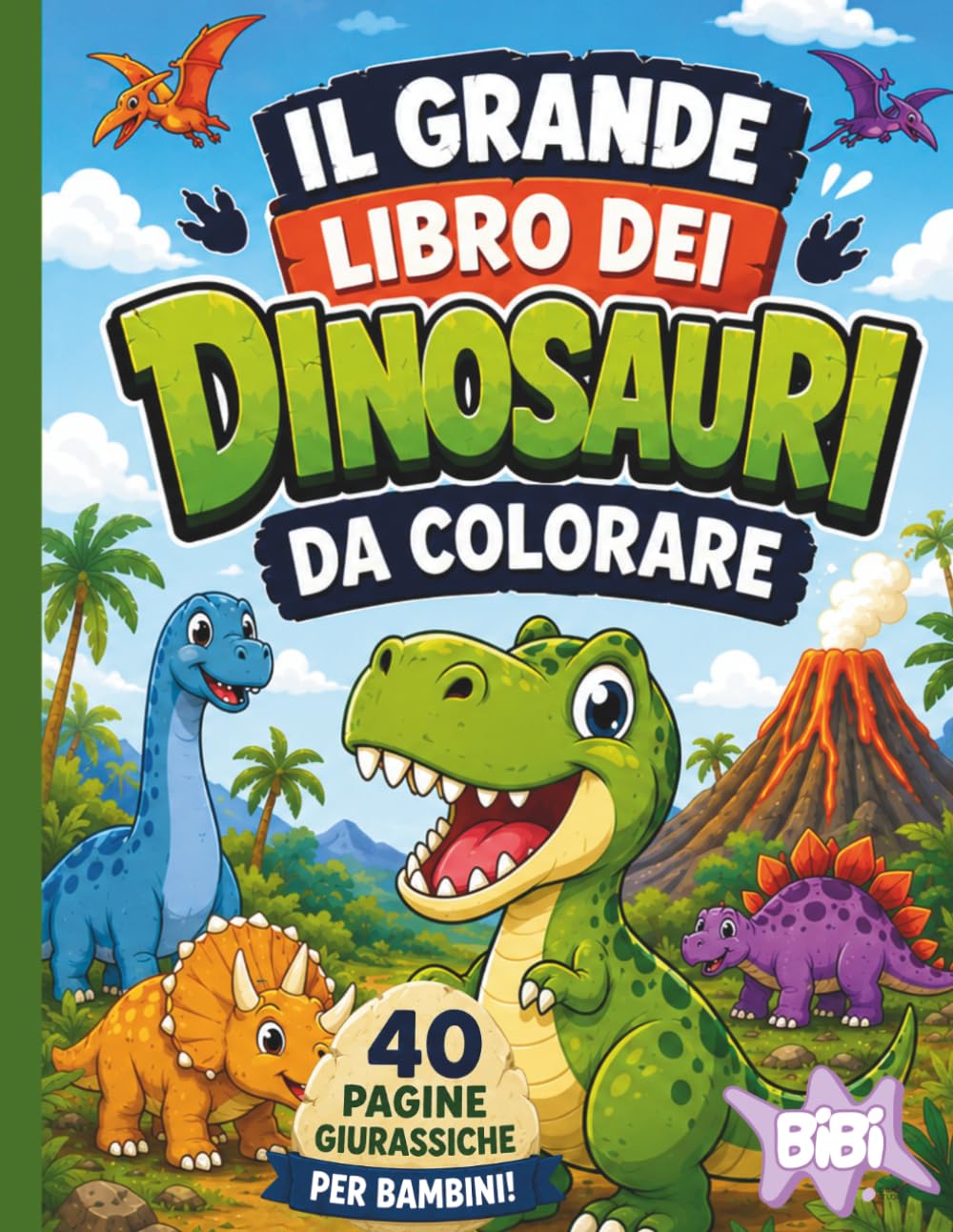 Il grande libro dei dinosauri da colorare: Libro da colorare per bambini con 40 Disegni Unici di Dinosauri