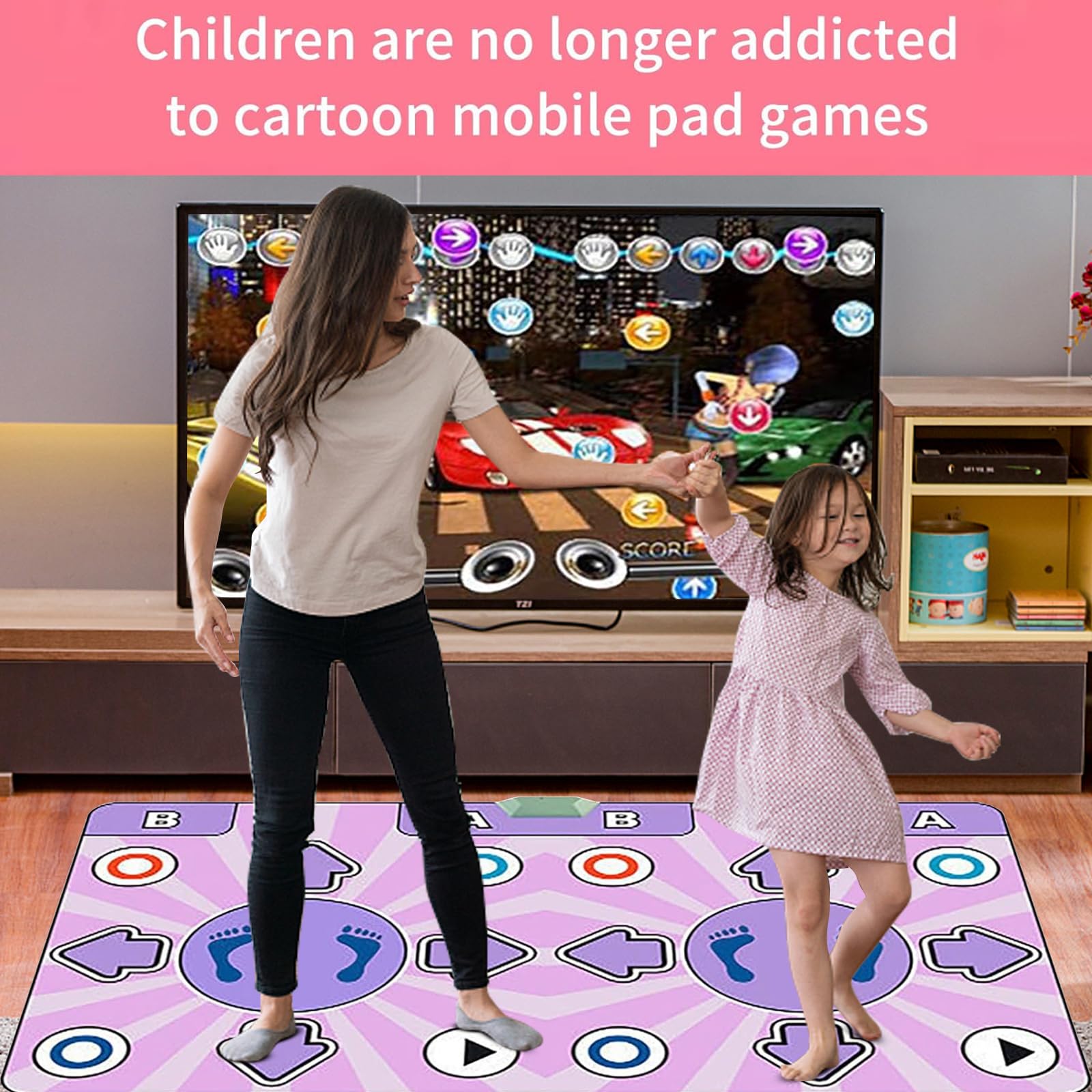 Tapis de Danse électronique pour Fille avec 2 Commandes de Jeu, Machine de Loisirs Arcade, Arcade, Play Hit, Tapis Musical 100 chansons et 65 Jeux (Violet Clair)