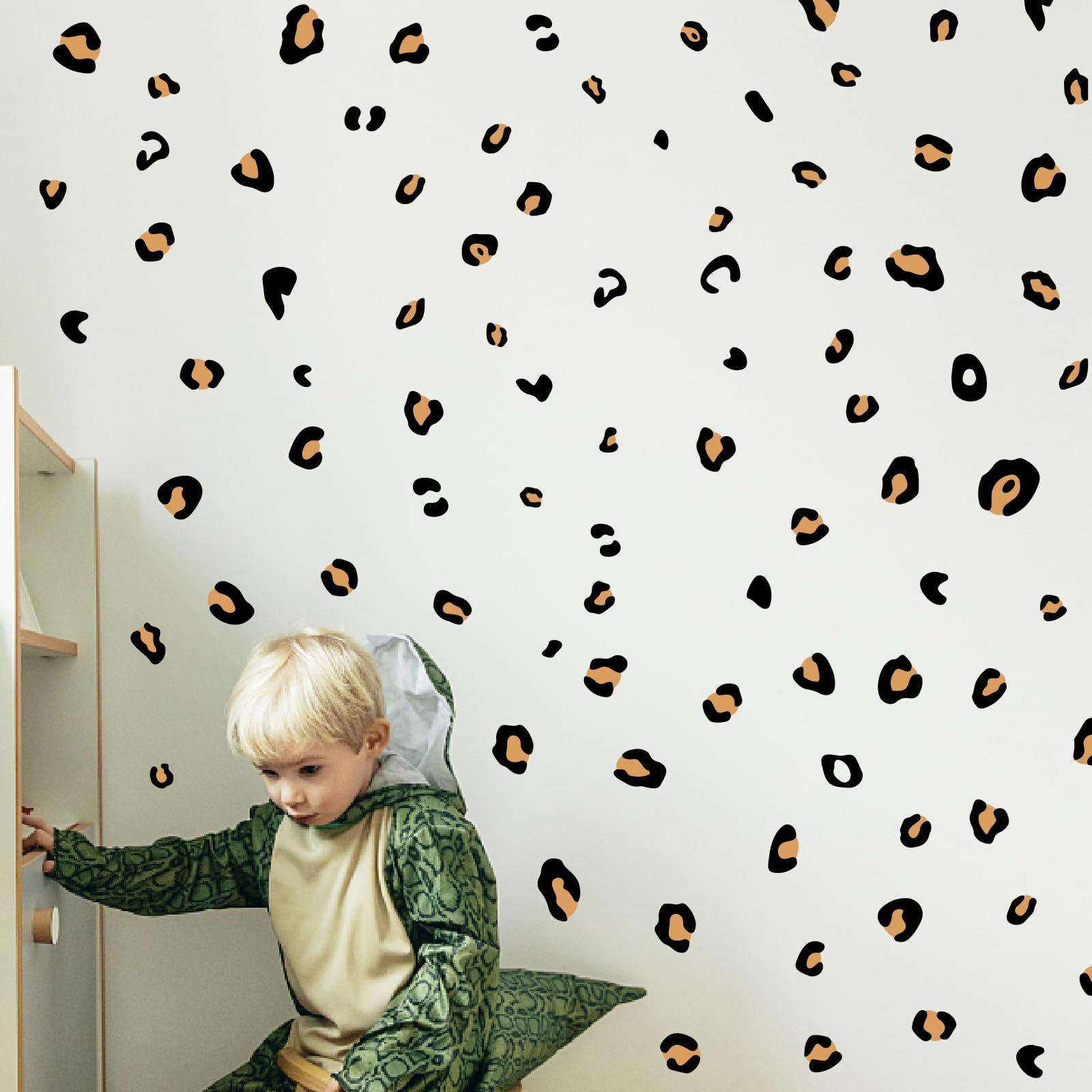 PLIGREAT 202 Pcs Leopard Dot Murals Wall Stickers Large Size Peel and Stick Wall Decals Yellow Spots Wall Stickers for Bedroom Living Room Cabinet Window DIY Home Wall Decoration - Image 2