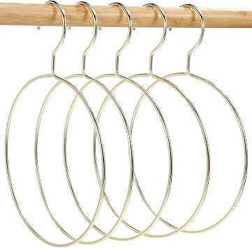 STOBAZA 5-Pack Scarf Organizer Hangers for Closet Metal Non-Slip Scarf Holder, Space-Saving Belt & Tie Hanger for Neckties, Shawls Scarves, Veils, Pashminas Display, Tank Tops, Accessories