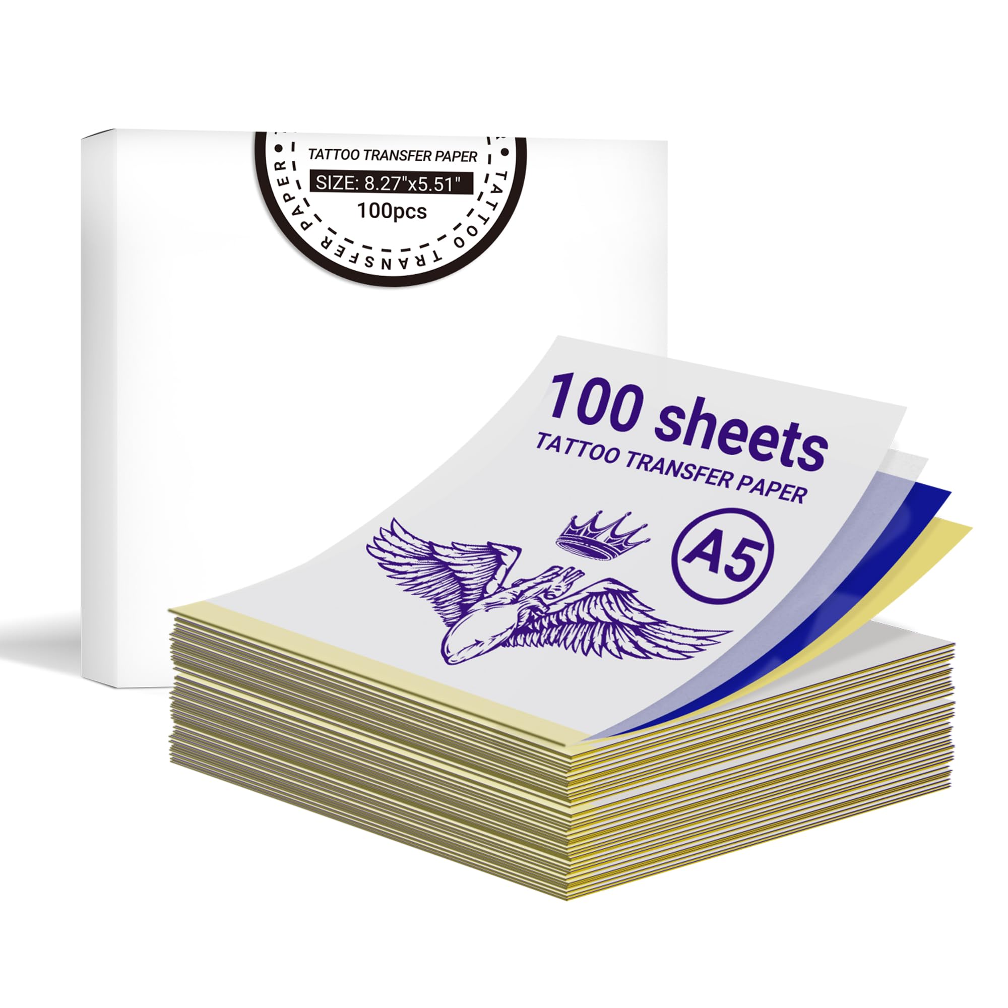 ORGBRO X8 Tattoo Transfer Paper 100 Sheets, 4 Layers Thermal Stencil Paper for Tattooing, Temporary Tattoo Supplies, A5 Size 5.51" x 8.27" โ image 1