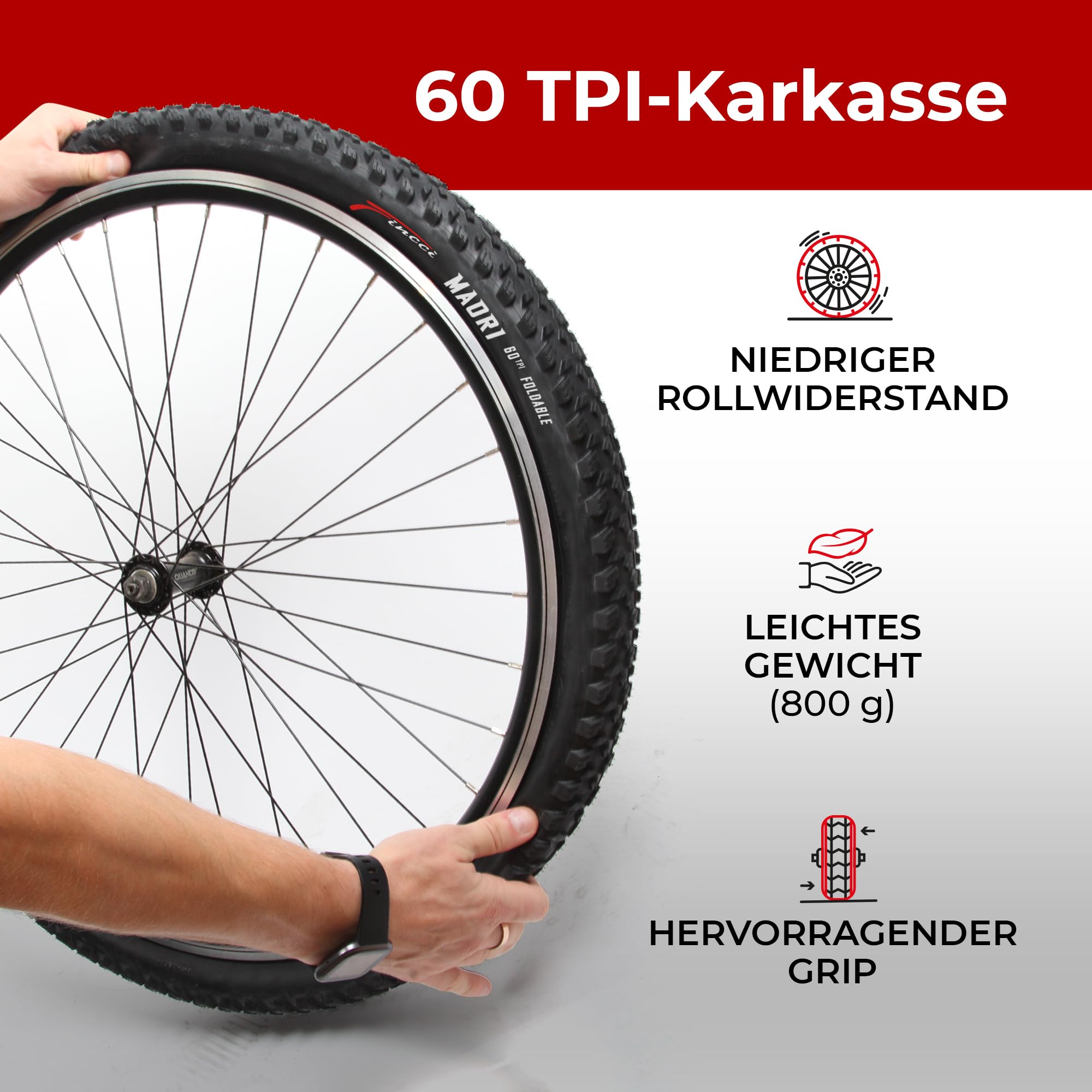 Fincci Mtb reifen 29 zoll - Paar Fahrradreifen Anti-Punktur 29 x 2.25 Zoll 57-622, Gravel Fahrrad Mantel 29 mit pannenschutz 1 mm für Rennrad, Mountainbike,E Bike, Hybrid Fahrrad - FaltReifen 2er Pack