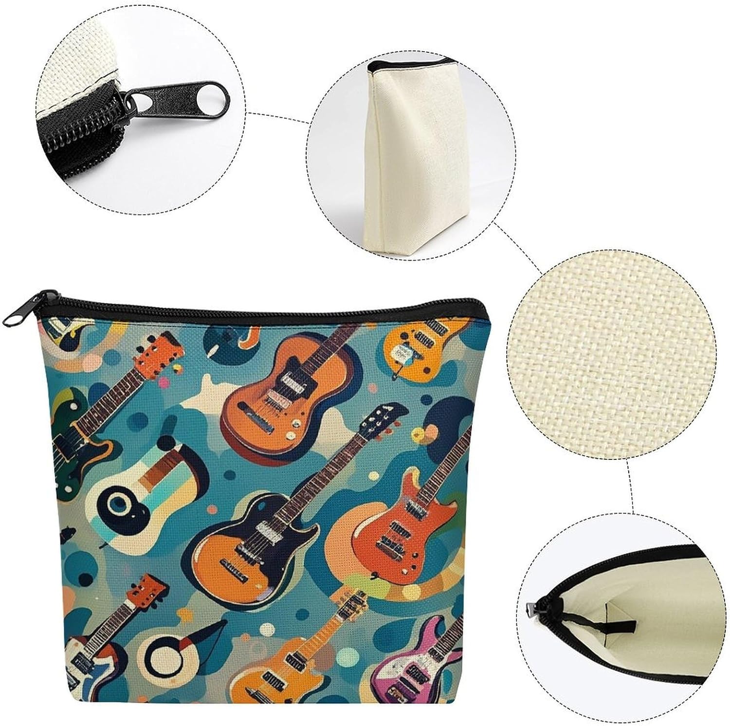 Rock Music Pattern Makeup Bag Cosmetic Bags Toiletry Bag image 3