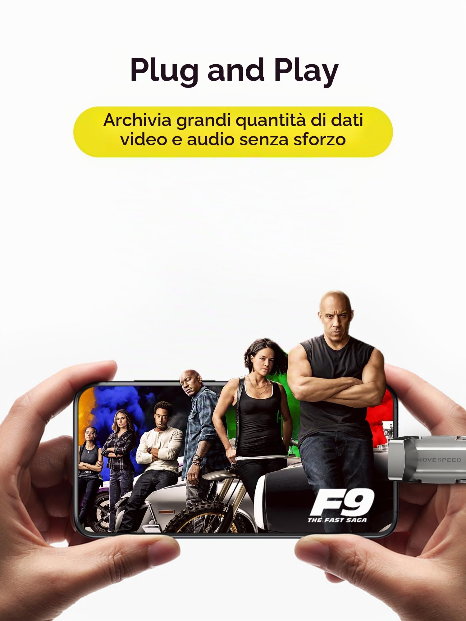 MOVE SPEED 1 TB chiavetta USB 3.2 - Unità flash a stato solido con 520 MB/s, unità USB di tipo C ad alta velocità di seconda generazione