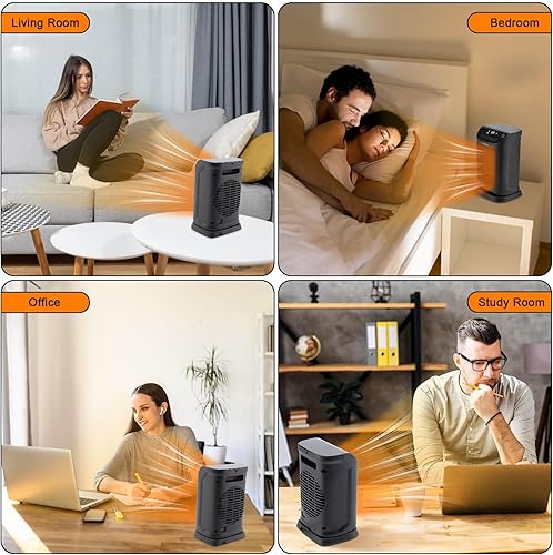 Miniatura 7 de SONBION Calentador de espacio con control remoto, calentador de cerámica de 1500 W con cuatro modos, calentador eléctrico personal portátil para