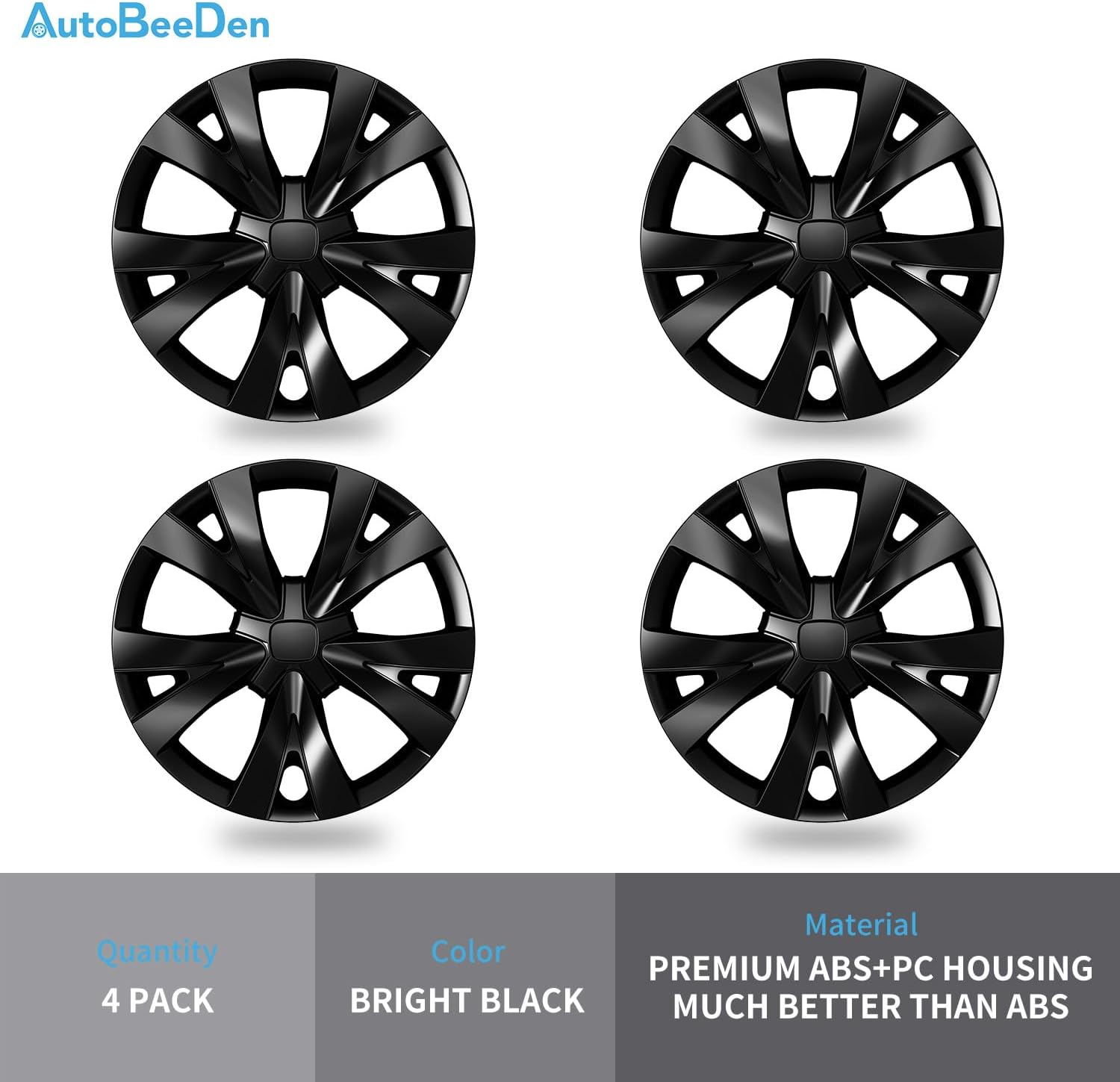 4-Pack Hubcaps Compatible with Honda Civic Sedan 2022 2023 2024 2025, 16 inch 16" Steel Wheel, Wheel Covers Skins, Snap On Tire Cover Replacement (Bright Black)