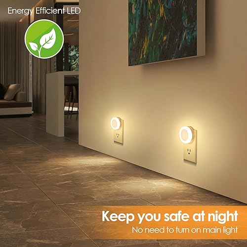 Miniatura 10 de FOLKSMATE Luz nocturna LED, regulable enchufable con sensor de luz del atardecer al amanecer, luces de pasillo, luz nocturna inteligente para baño,