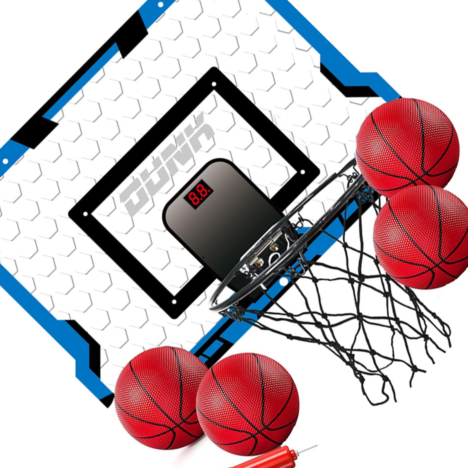 1 Basketballkorb mit 4 Bällen, ABS Rückwand, einfache, für drinnen und draußen, lustiges Outdoor Spielzeug