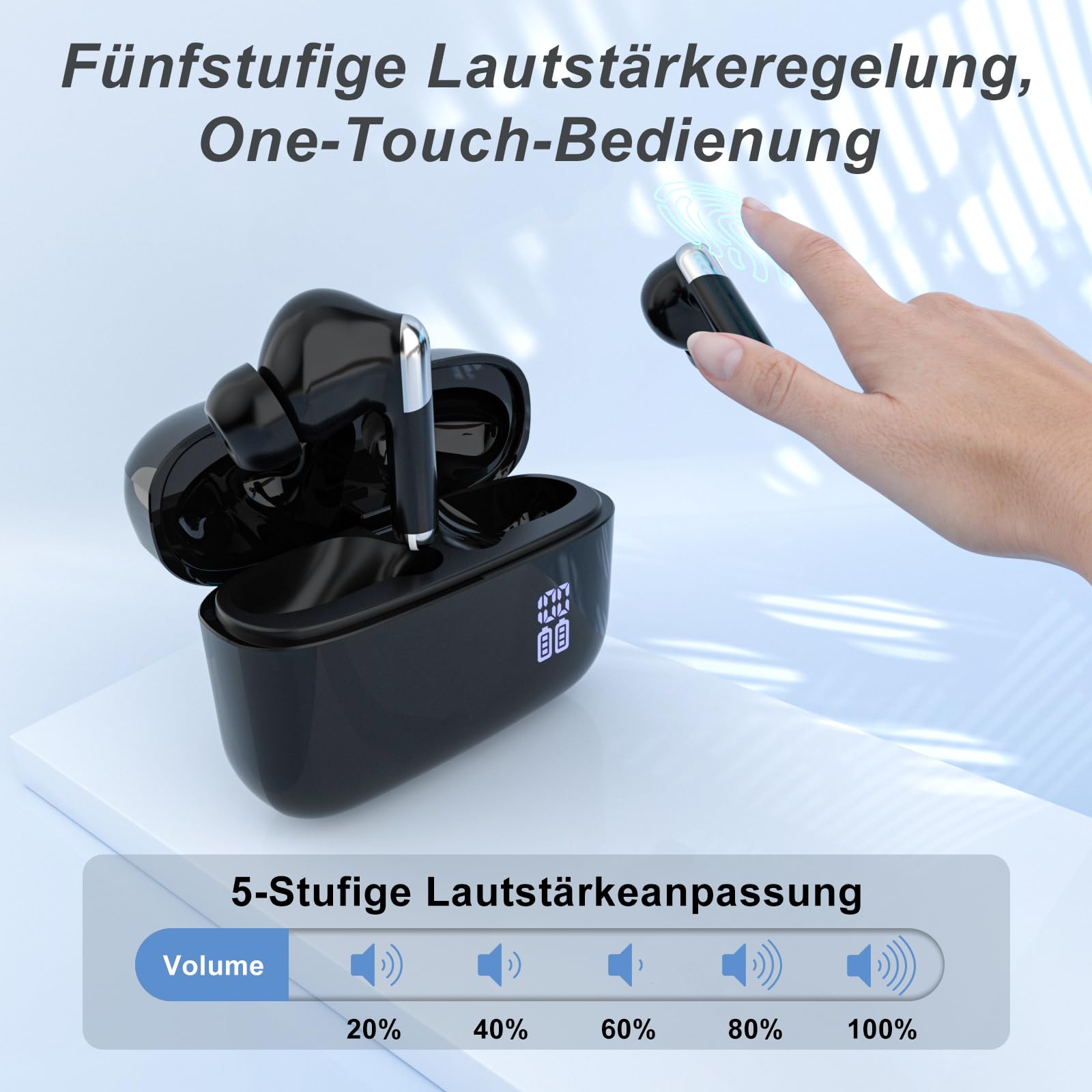 Hörgeräuschverstärker - Wiederaufladbar,Lange Akkulaufzeit, Ladecase mit LED-Display