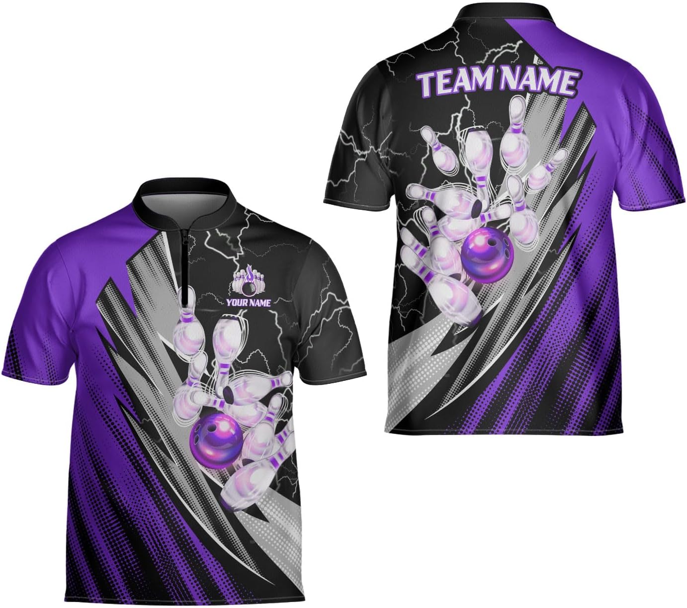 Custom 3D Bowling Jerseys for Men Women Personalized Team Name Quarter Zip Apparel Customized Bowling Jersey Shirts Unisex