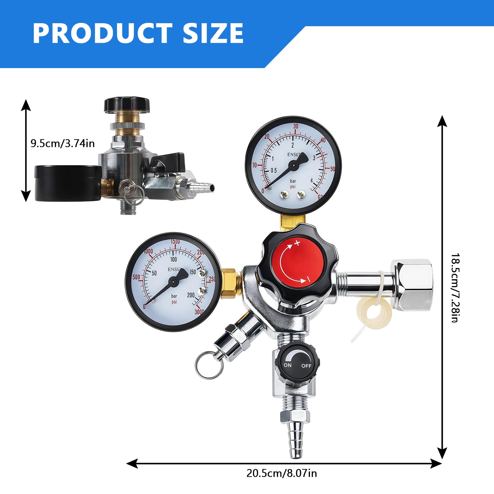 CO2 Druckminderer, W21.8 CO2 Druckminderer mit Doppelmanometer und Druckbegrenzungsventil für Biermaschine Regler des CO2-Gasflaschenreglers Bierherstellung