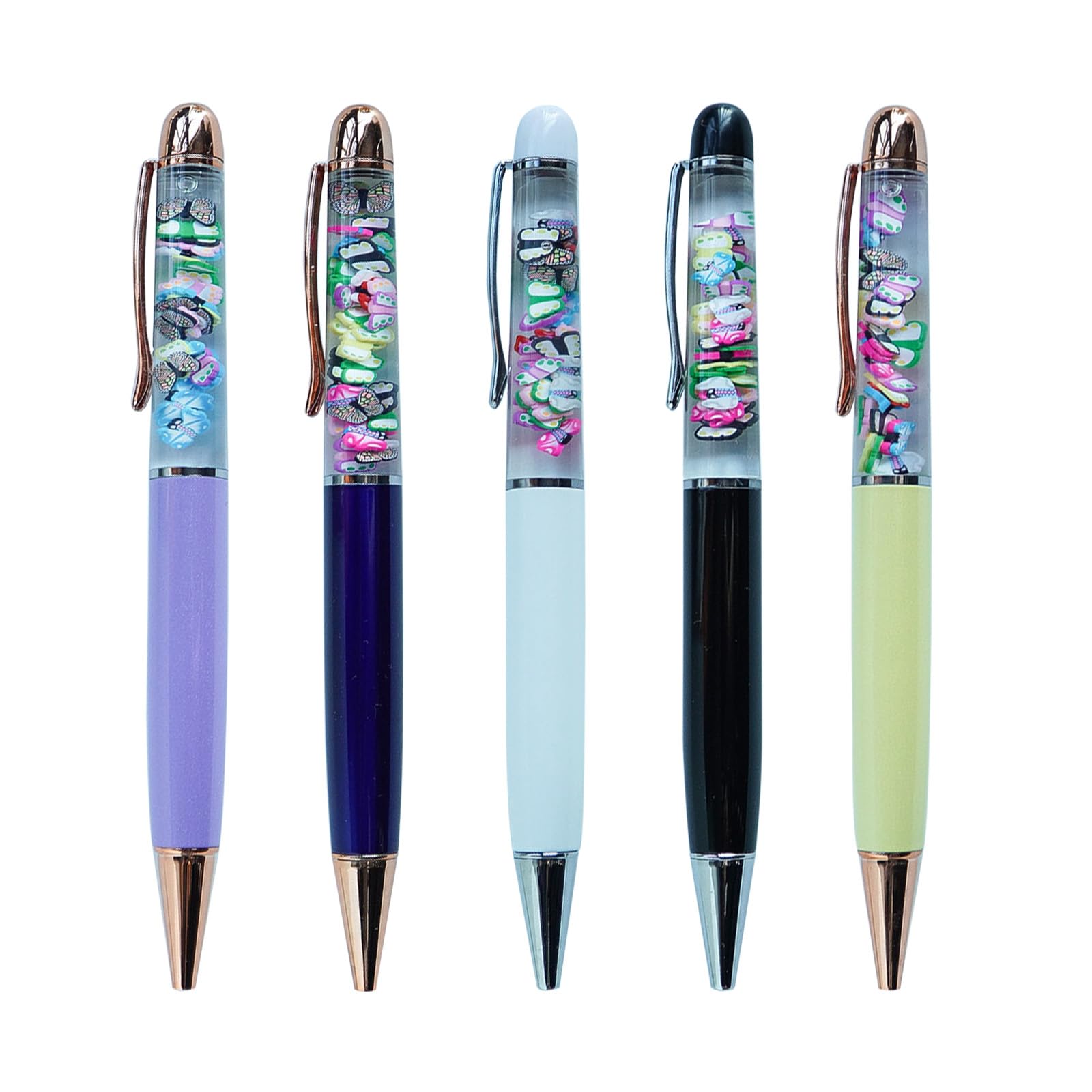 Sikyby Butterfly Floating Funny Pens Cute Floater Liquid Writing Journaling Office Pen Unique Gift For Women Men Set of 5 Pens