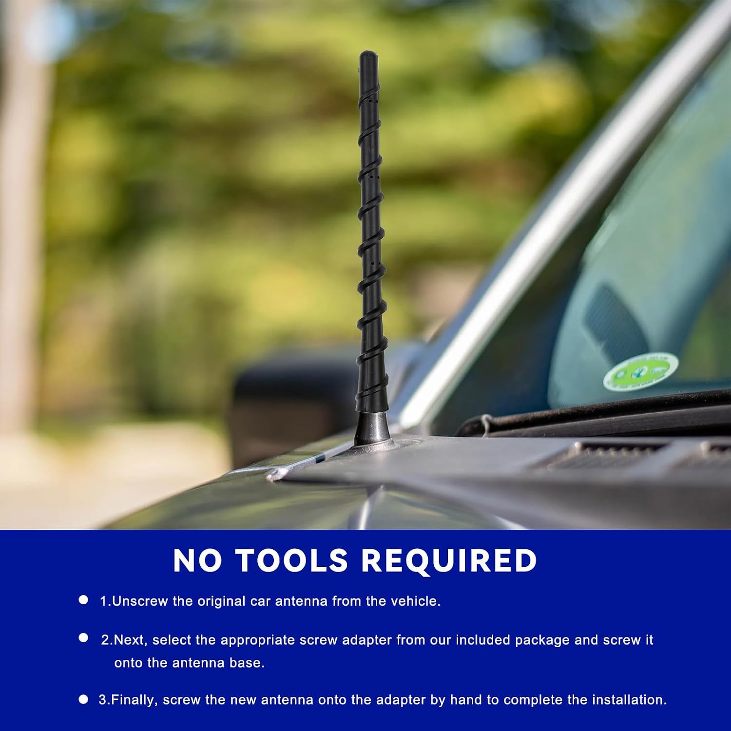 Car Spiral Antenna, 7 Inch Waterproof Auto Roof Mount Antenna Toppers with Threaded Adapters, Flexible PVC Rubber Radio Antenna Replacement for Cars Sedans SUVs Trucks