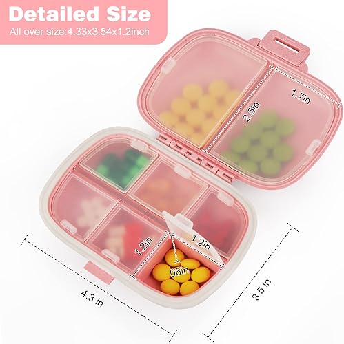 Miniatura 2 de FirstDay Pastillero diario con 8 compartimentos, organizador de medicamentos, pastillero diario (rosa)