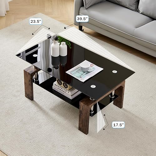 Miniatura 51 de Mesa de centro rectangular para sala de estar, mesa de té adecuada para sala de espera, mesa de centro lateral moderna con patas de madera, mesa de