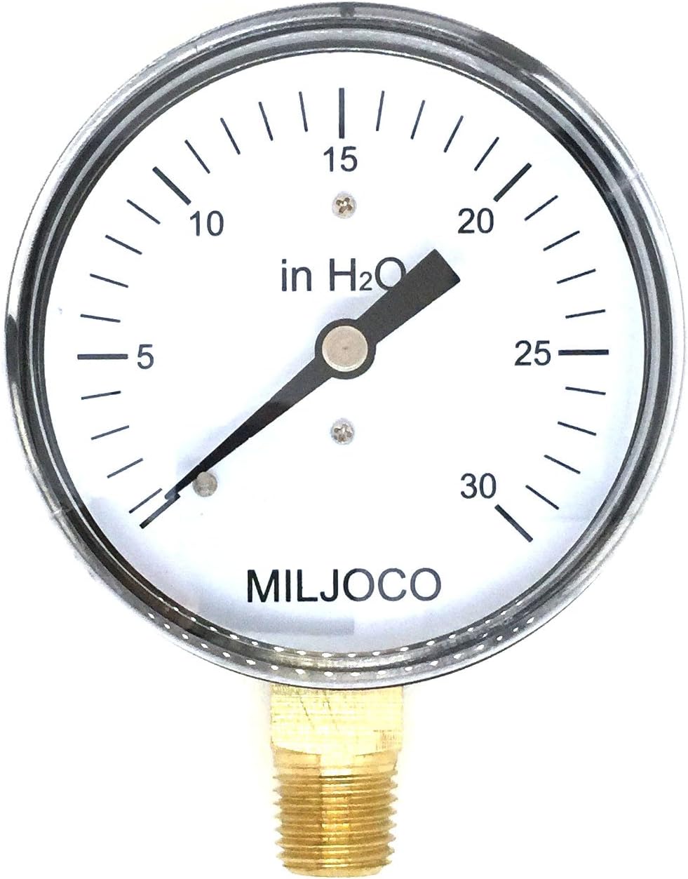 LP2507L220 2.5" Low Pressure Gauge, 1/4" NPT Lower Mount, Range Input: 0-30" H20