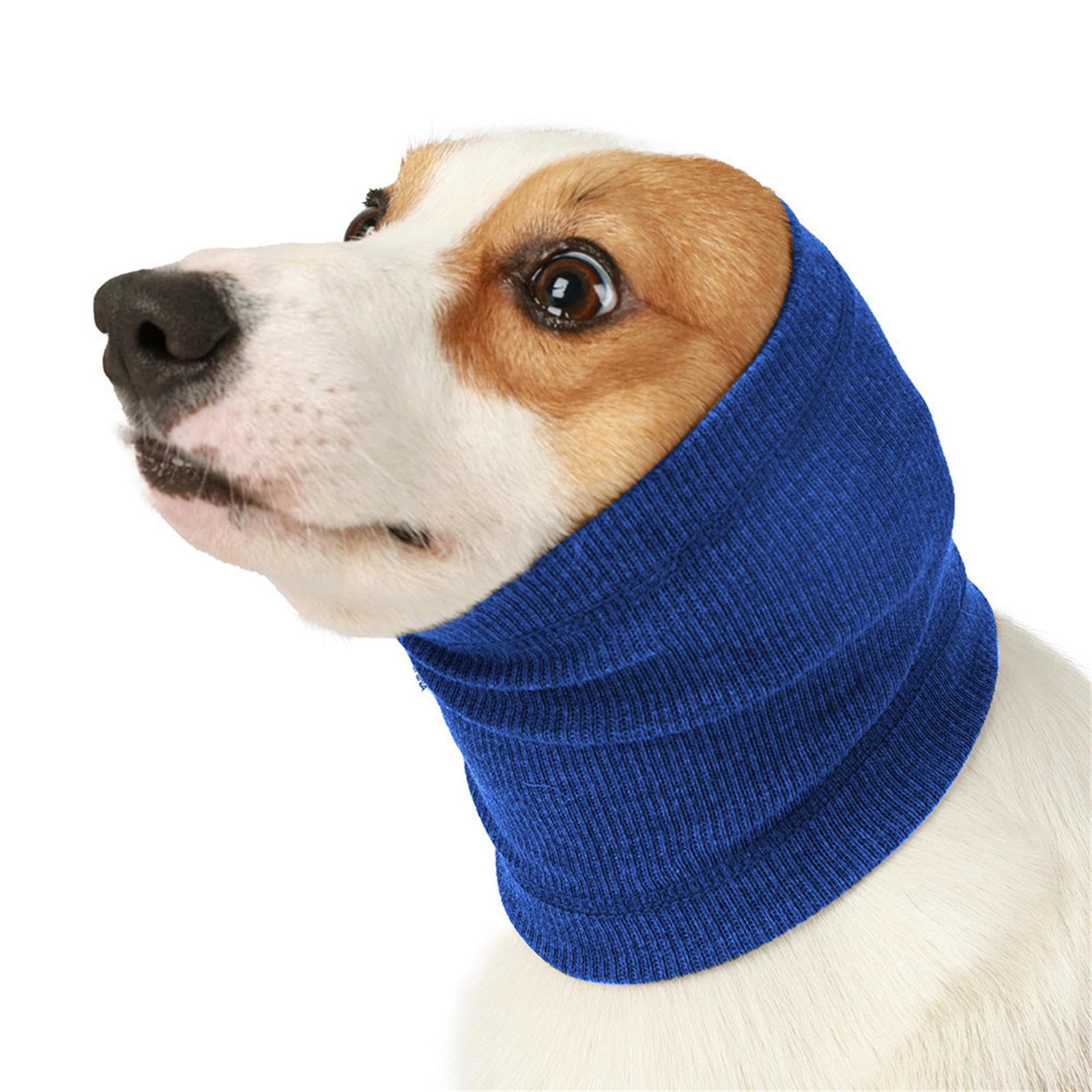 Hixingo Snood for Dogs Ears, Neck and Ear Warme for Cat, Pet Earmuff Protector for Puppy and Kittens Wearing in Bathing Grooming Reducing Noise Helps Calm (M,Stretch-Blue)