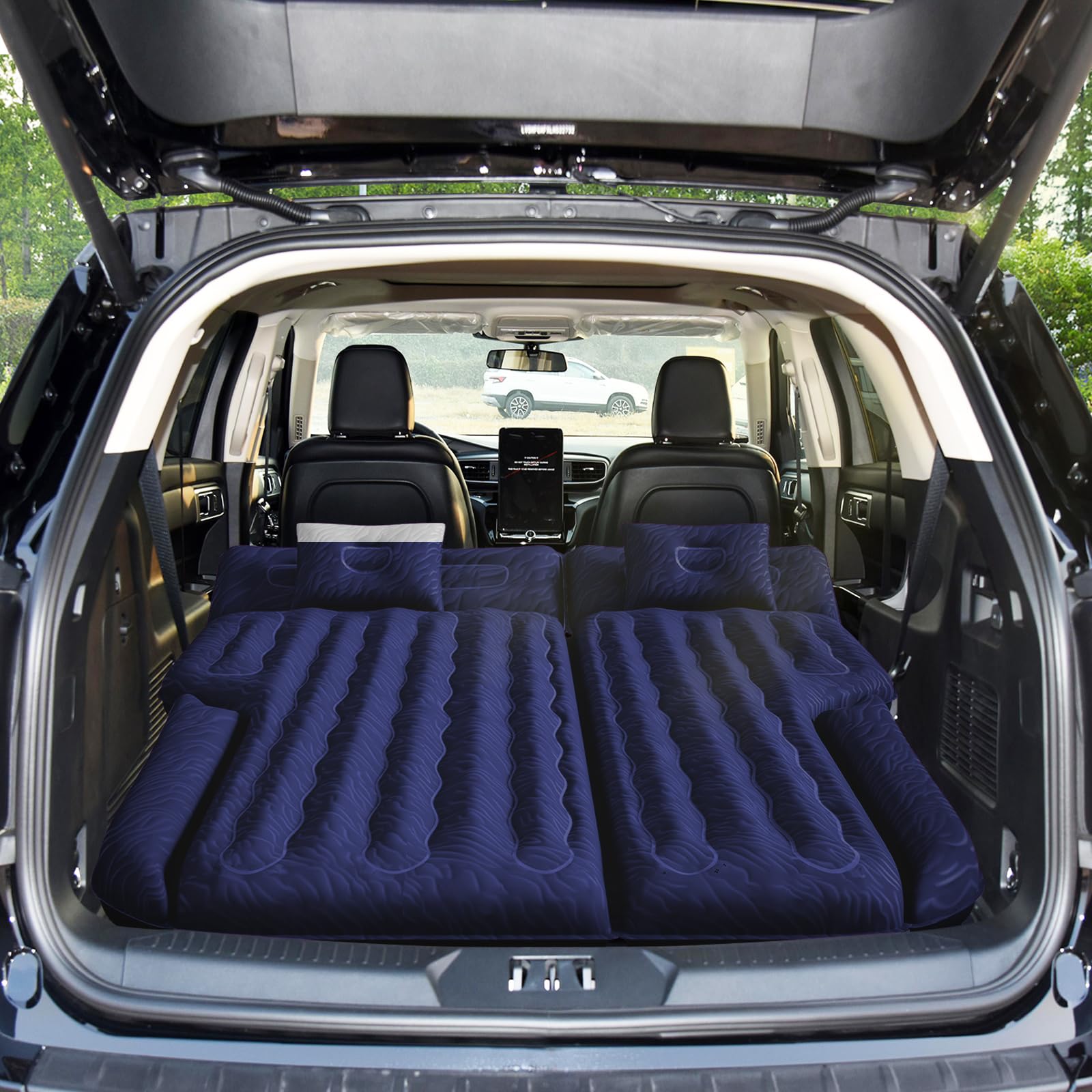 Auto Matratze: SUV Auto Luftmatratze, Auto Bett, Luftmatratze Auto Kofferraum, Doppelseitige Verdickte Beflockung Automatratzen Kofferraum, Auto Bett für Camping(Marine)
