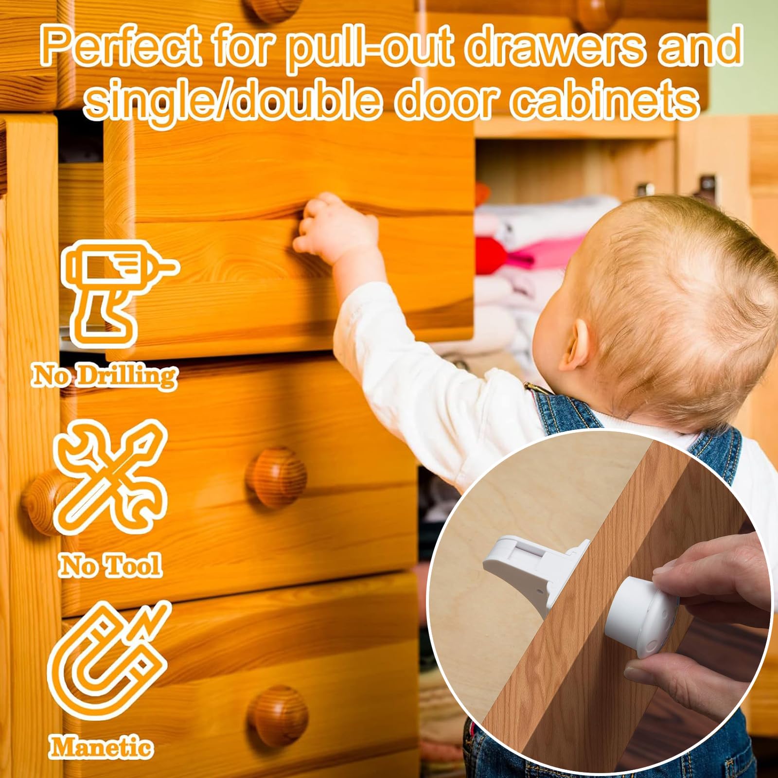 Clés de Sécurité Magnétiques, 4 Pièces Verrous Magnétique Cabinet de Sécurité Bloque Tiroir Securites Enfant, Clés de Rechange Serrure D'armoire Magnétique Magnétiques Clés de Rechange