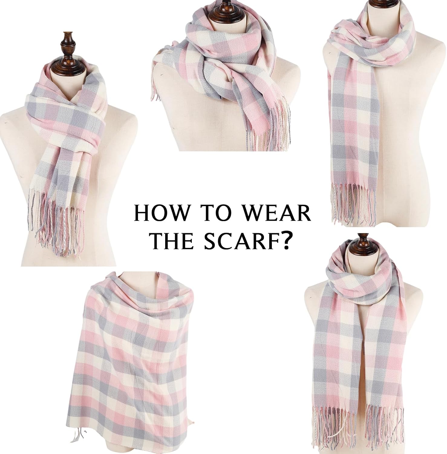 Women Scarf Fashion Long Plaid Shawls Wraps Big Grid Winter Warm Lattice Large Scarves Gifts Cold Weather Accessories