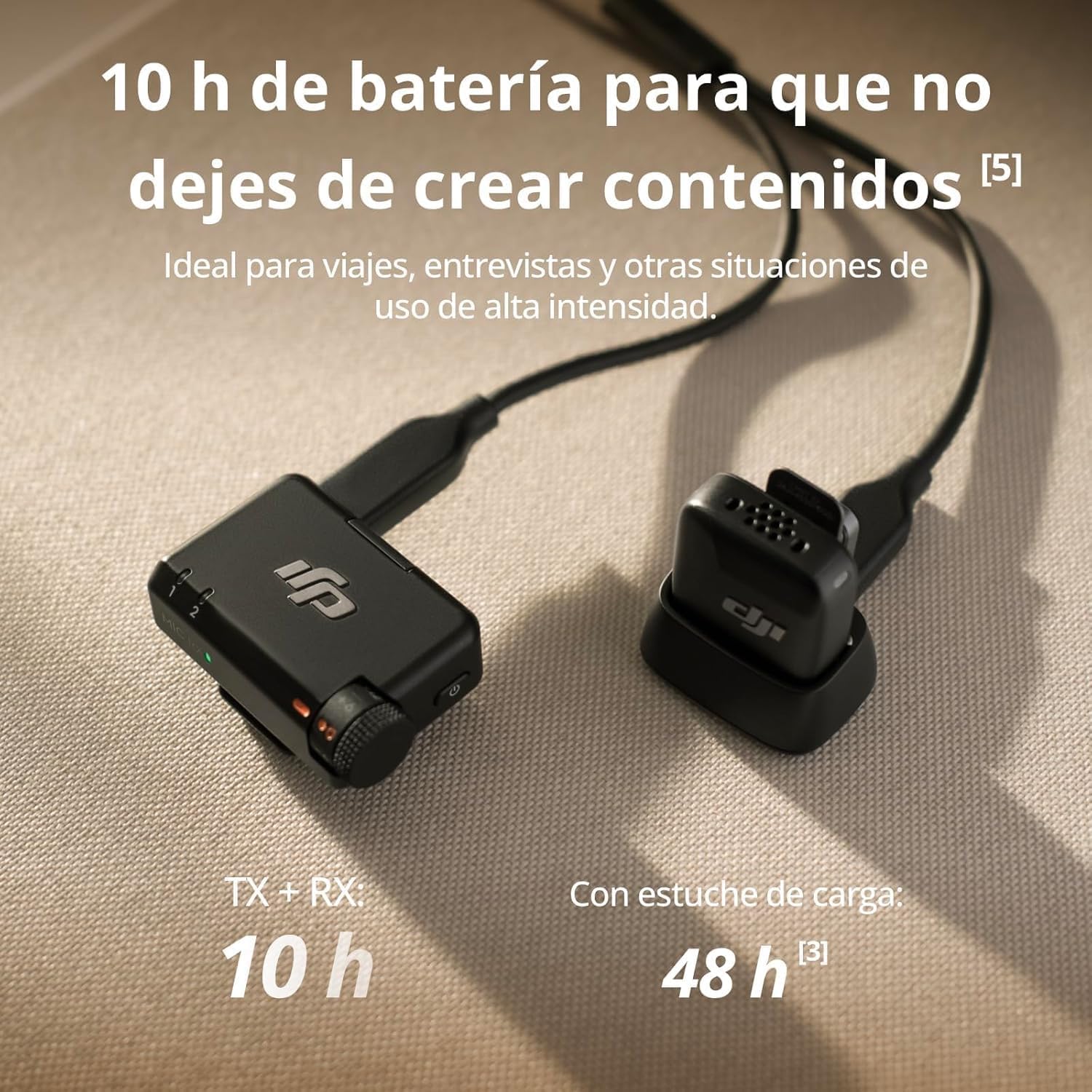 DJI Mic Mini (2 TX + 1 RX + Adaptador Lightning) para iPhone, Android y cámara, Ultraligero, Audio Rico en Detalles, cancelación de Ruido, limitación automática