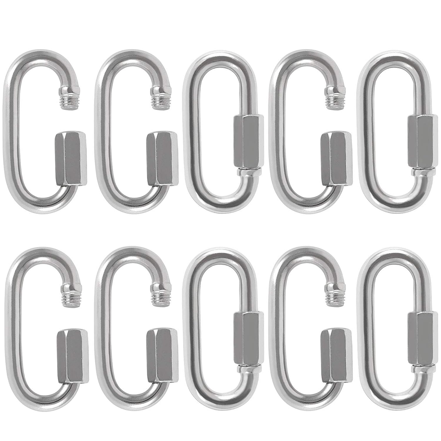 ZOENHOU 10 Pack M10 3/8 Inch Quick Link, 2297 Lbs Stainless Steel Threaded Chain Connector Heavy Duty D Shape Locking Repair Link for Backpack DIY Accessories