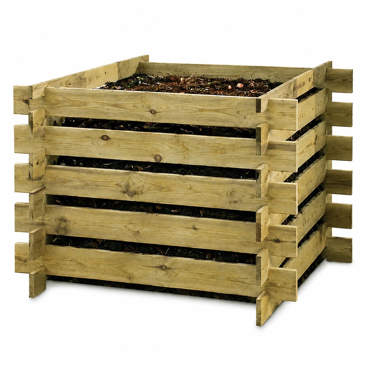Holz Komposter 100x100x70 cm KDI – Kompostsilo aus druckimprägniertem Kiefernholz – Stecksystem für schnellen Aufbau – Gartenkomposter mit optimaler Belüftung – Kompostbehälter